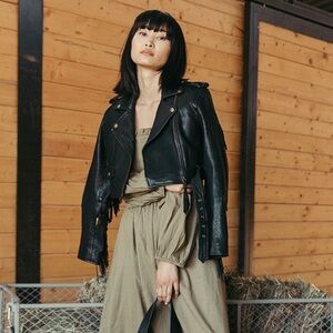 NWT Fringe Black Leather Jacket